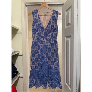Chelsea 28 Blue Lace Ruffle Front Dress